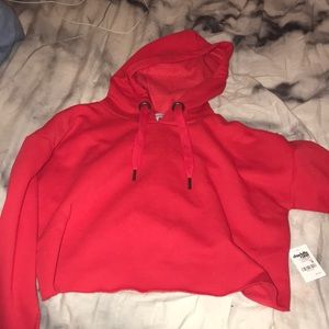 Red cropped hoodie